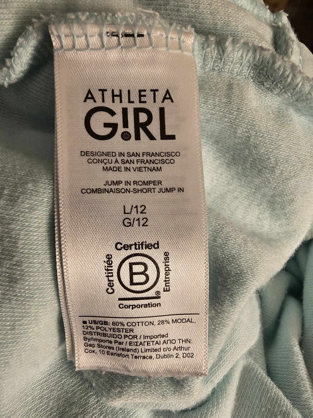 Athleta Girl Jump In Soft Mint Terrycloth Tank Romper
